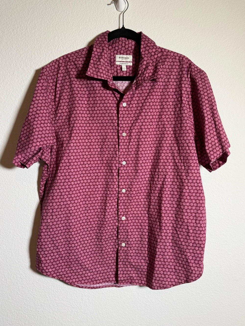 Bonobos Pink Floral Button Shirt XL Cotton Stretch Summer Dadcore Preppy Casual